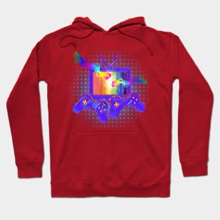 Gamer Gay Pride Rainbow Controllers and TV RED Hoodie